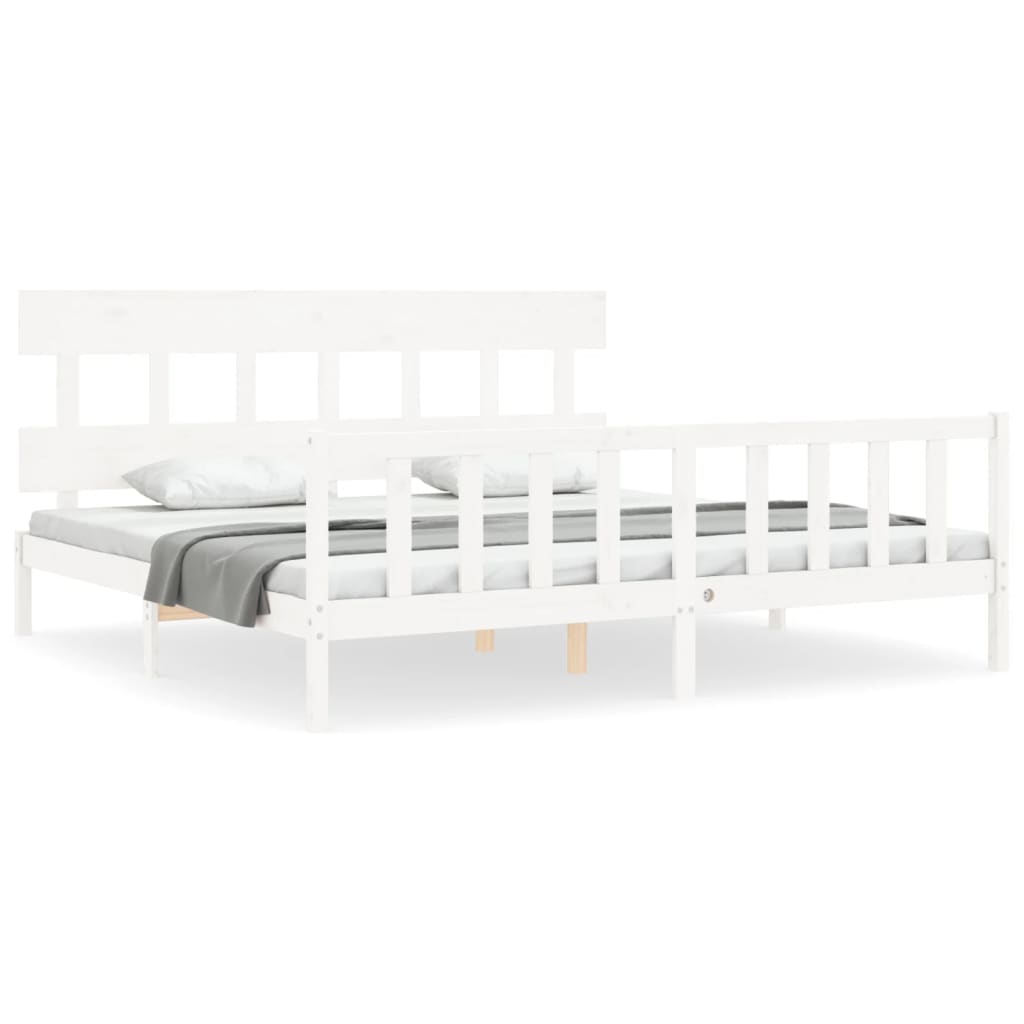 Bed Frame without Mattress White 200x200 cm Solid Wood Pine