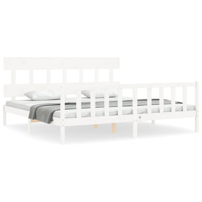 Bed Frame without Mattress White 200x200 cm Solid Wood Pine