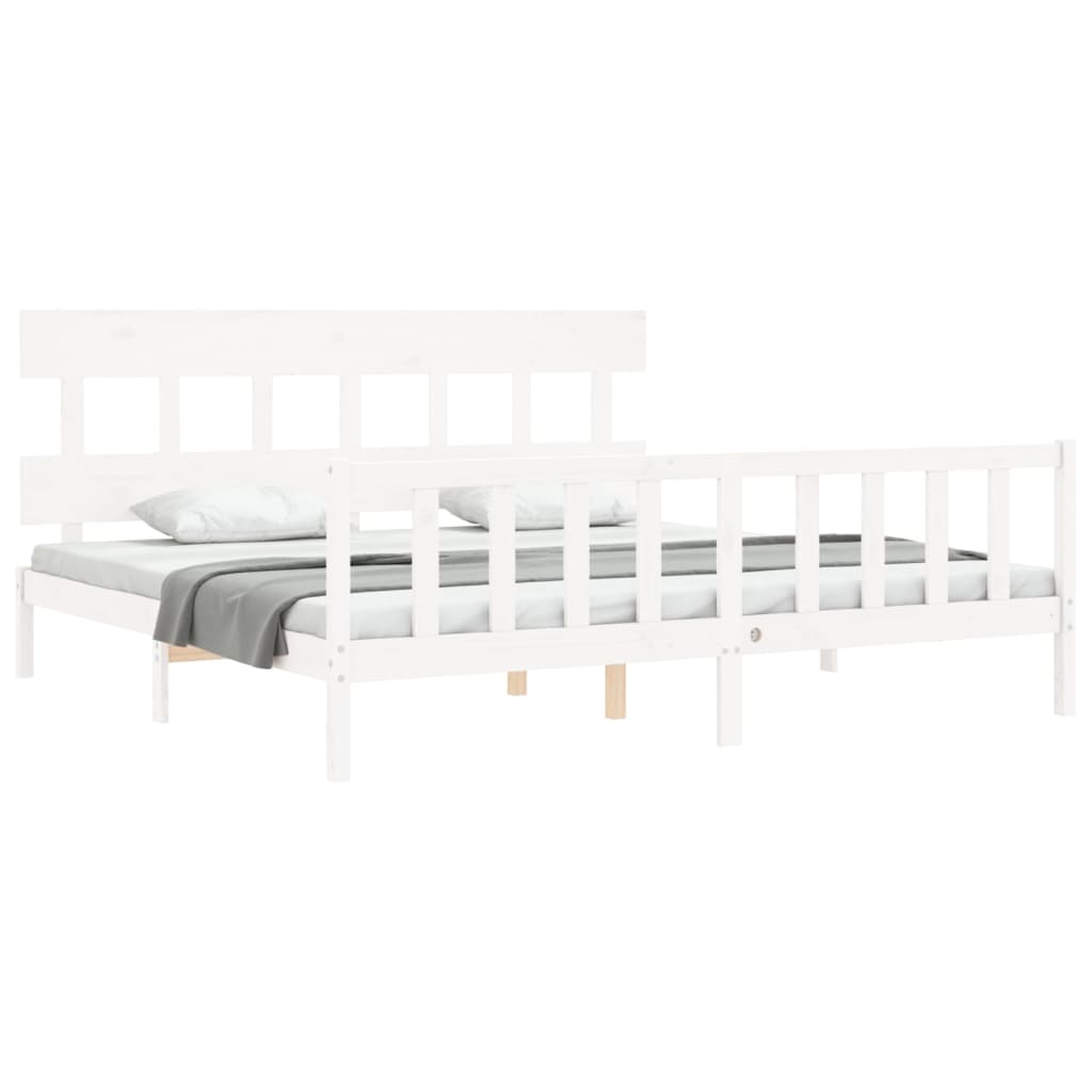 Bed Frame without Mattress White 200x200 cm Solid Wood Pine