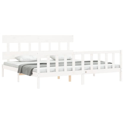 Bed Frame without Mattress White 200x200 cm Solid Wood Pine