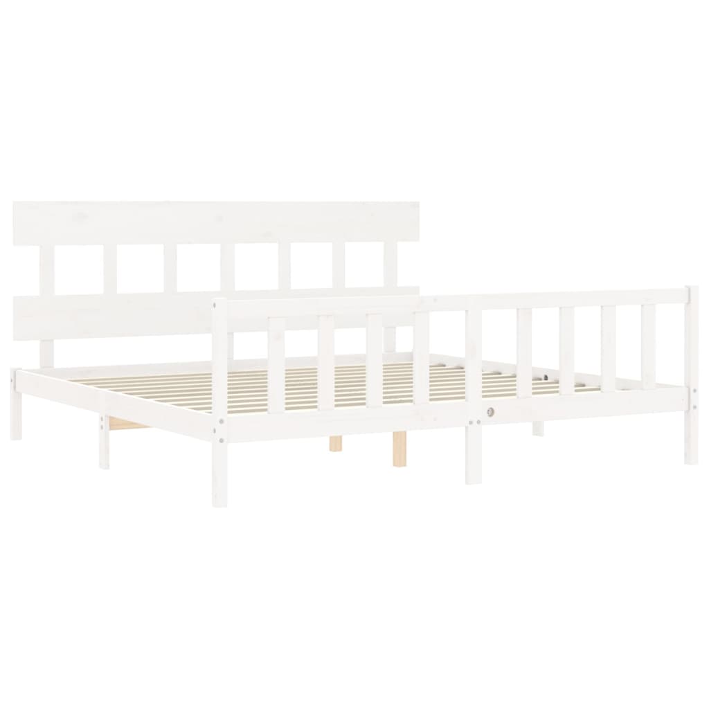 Bed Frame without Mattress White 200x200 cm Solid Wood Pine