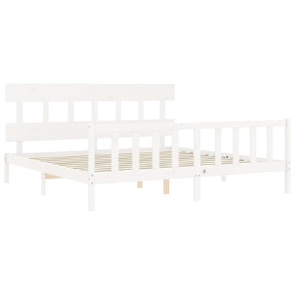Bed Frame without Mattress White 200x200 cm Solid Wood Pine