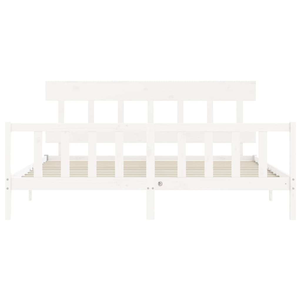 Bed Frame without Mattress White 200x200 cm Solid Wood Pine