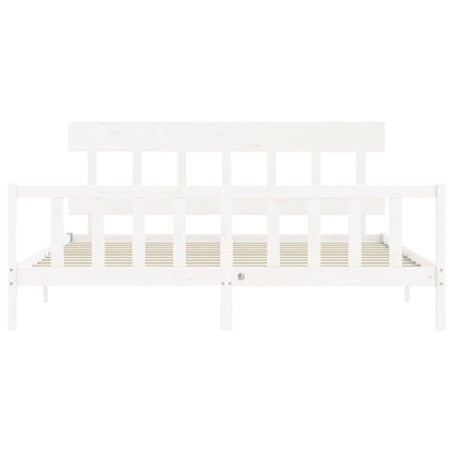Bed Frame without Mattress White 200x200 cm Solid Wood Pine