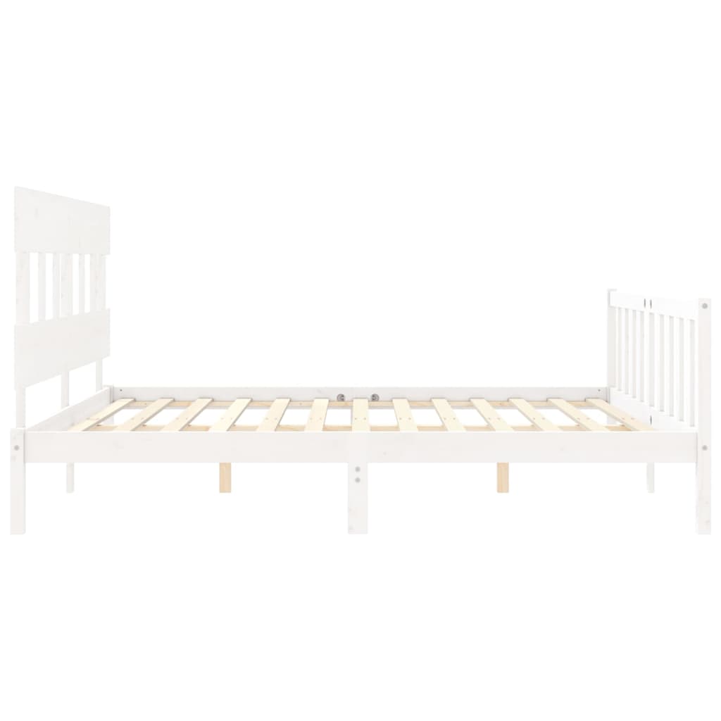 Bed Frame without Mattress White 200x200 cm Solid Wood Pine
