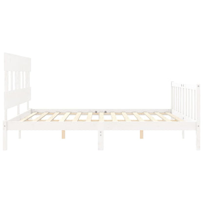 Bed Frame without Mattress White 200x200 cm Solid Wood Pine