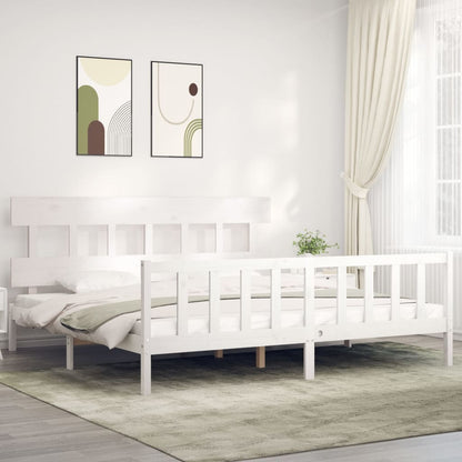 Bed Frame without Mattress White 200x200 cm Solid Wood Pine