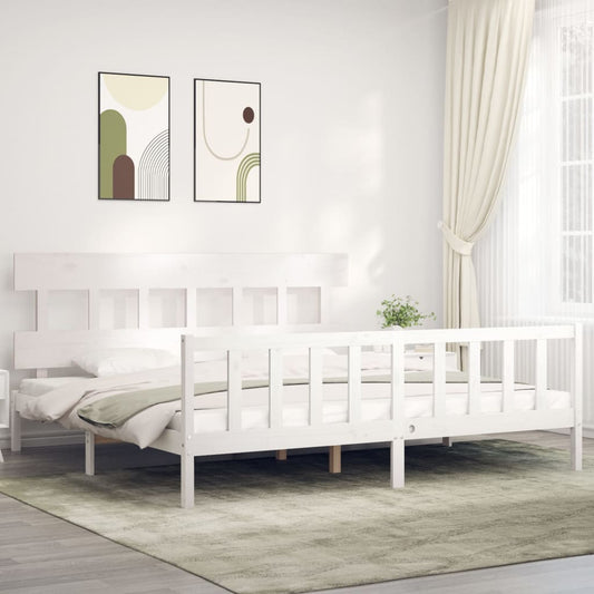 Bed Frame without Mattress White 200x200 cm Solid Wood Pine