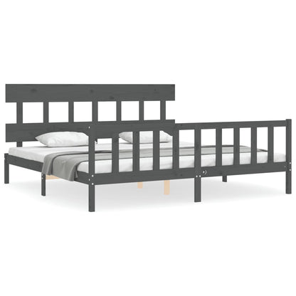 Bed Frame without Mattress Grey 200x200 cm Solid Wood Pine