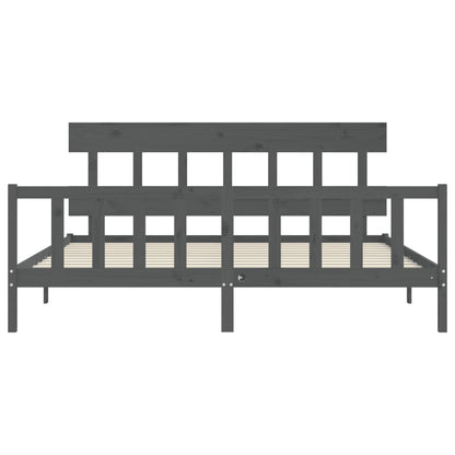 Bed Frame without Mattress Grey 200x200 cm Solid Wood Pine