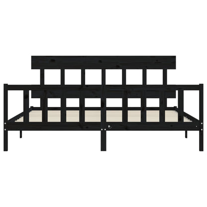 Bed Frame without Mattress Black 200x200 cm Solid Wood Pine