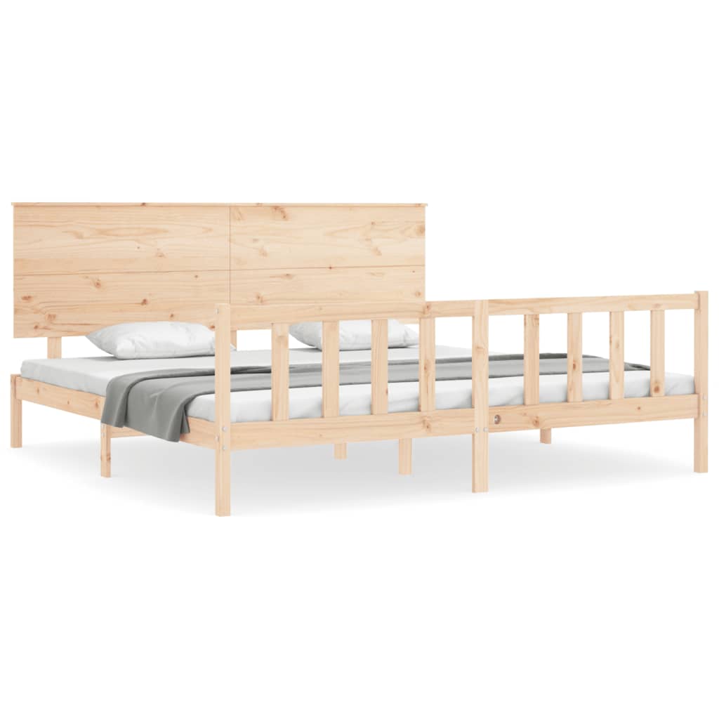 Bed Frame without Mattress Super King Size Solid Wood Pine