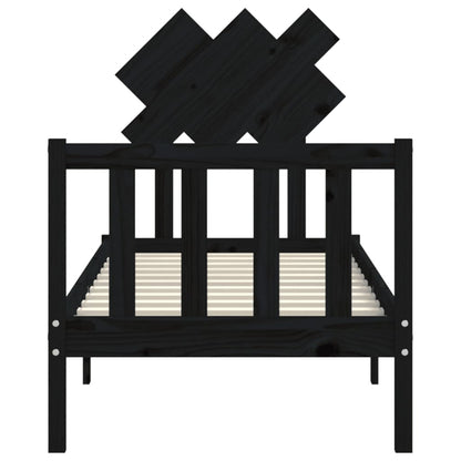 Bed Frame without Mattress Black Small Single Solid Wood Pine