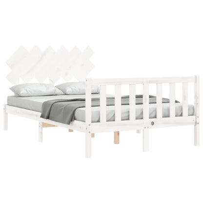 Bed Frame without Mattress White Double Solid Wood Pine