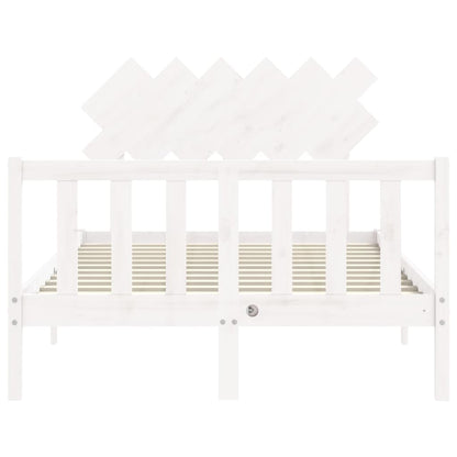 Bed Frame without Mattress White Double Solid Wood Pine