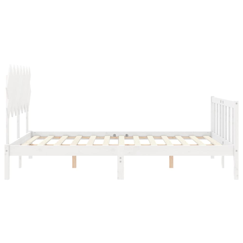 Bed Frame without Mattress White 140x190 cm Solid Wood Pine