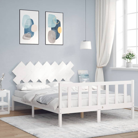 Bed Frame without Mattress White 140x190 cm Solid Wood Pine