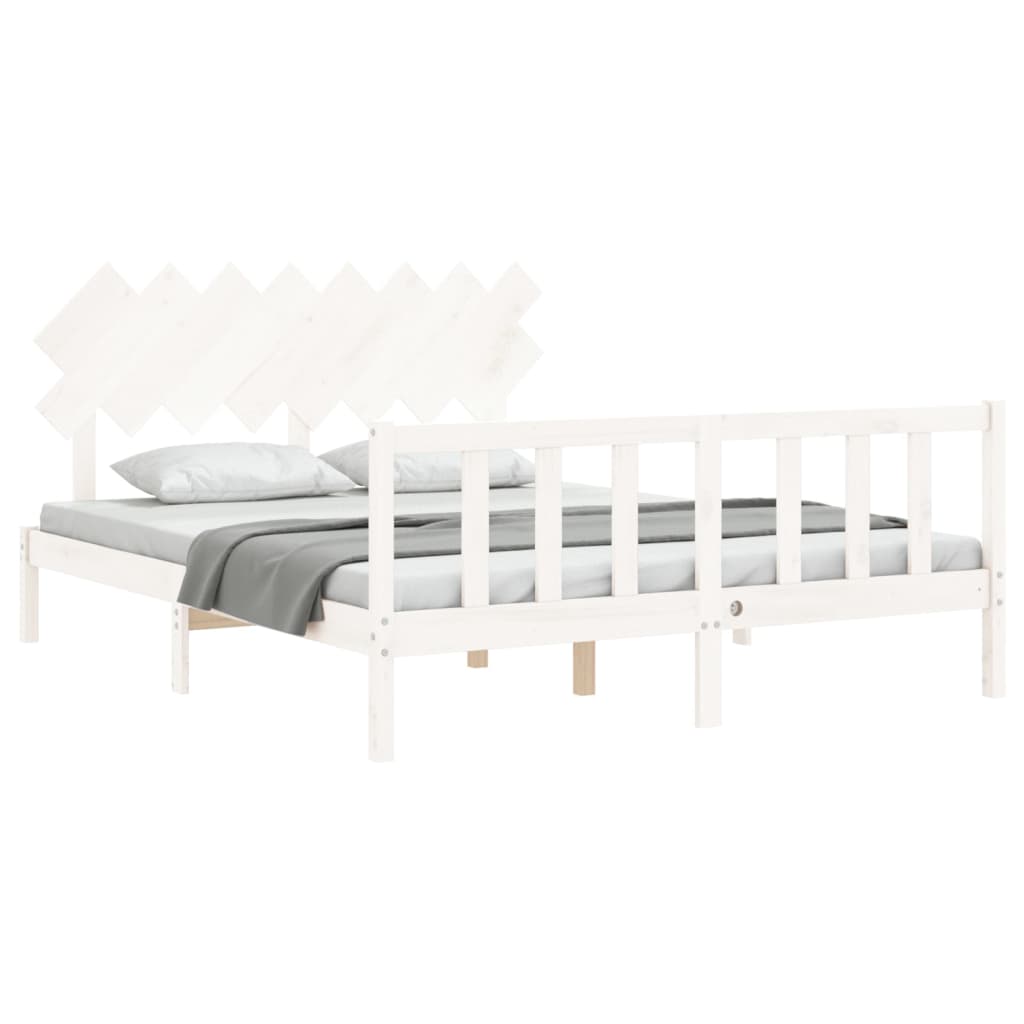 Bed Frame without Mattress White 160x200 cm Solid Wood Pine