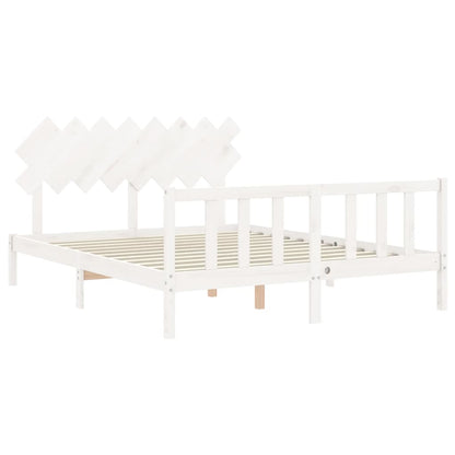 Bed Frame without Mattress White 160x200 cm Solid Wood Pine