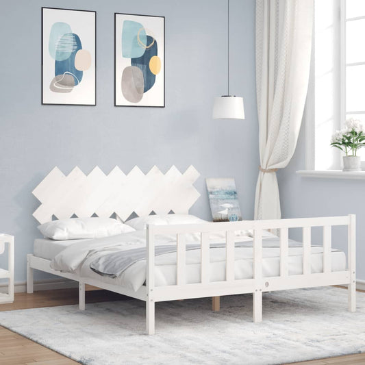 Bed Frame without Mattress White 160x200 cm Solid Wood Pine