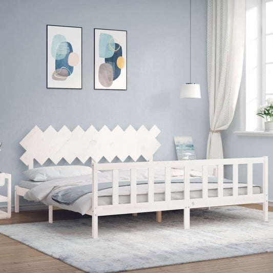 Bed Frame without Mattress White 200x200 cm Solid Wood Pine