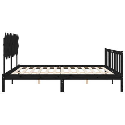 Bed Frame without Mattress Black 200x200 cm Solid Wood Pine