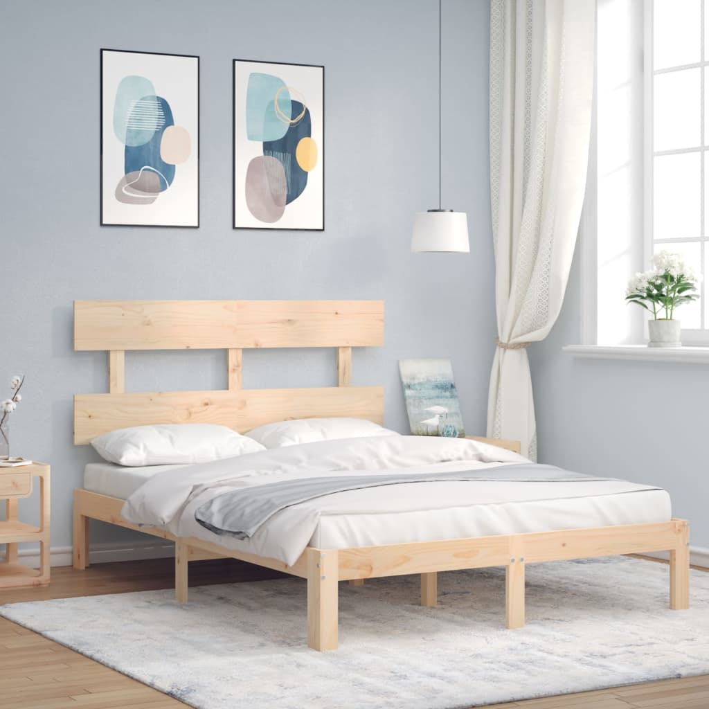 Bed Frame without Mattress 140x190 cm Solid Wood Pine
