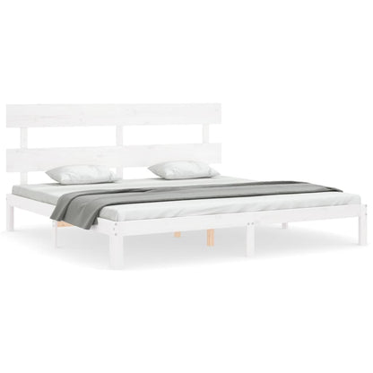 Bed Frame without Mattress White Super King Size Solid Wood Pine