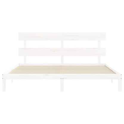 Bed Frame without Mattress White Super King Size Solid Wood Pine