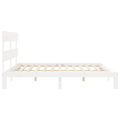 Bed Frame without Mattress White Super King Size Solid Wood Pine