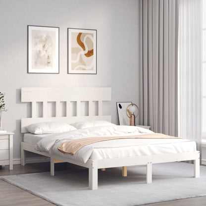 Bed Frame without Mattress White Small Double Solid Wood Pine