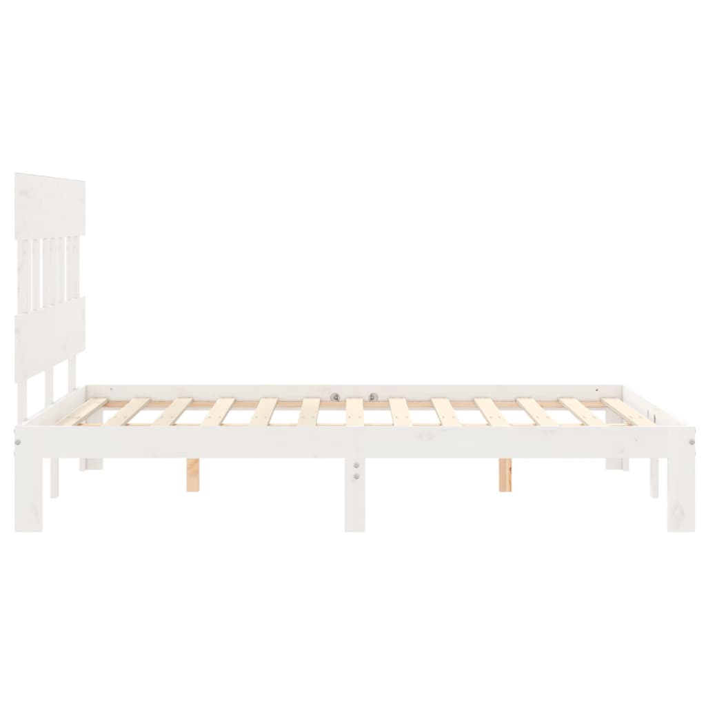 Bed Frame without Mattress White Small Double Solid Wood Pine