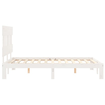 Bed Frame without Mattress White Small Double Solid Wood Pine