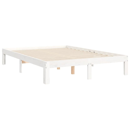 Bed Frame without Mattress White 140x190 cm Solid Wood Pine