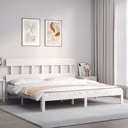 Bed Frame without Mattress White 200x200 cm Solid Wood Pine