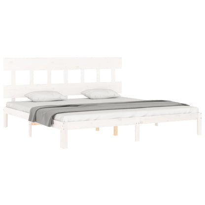 Bed Frame without Mattress White 200x200 cm Solid Wood Pine