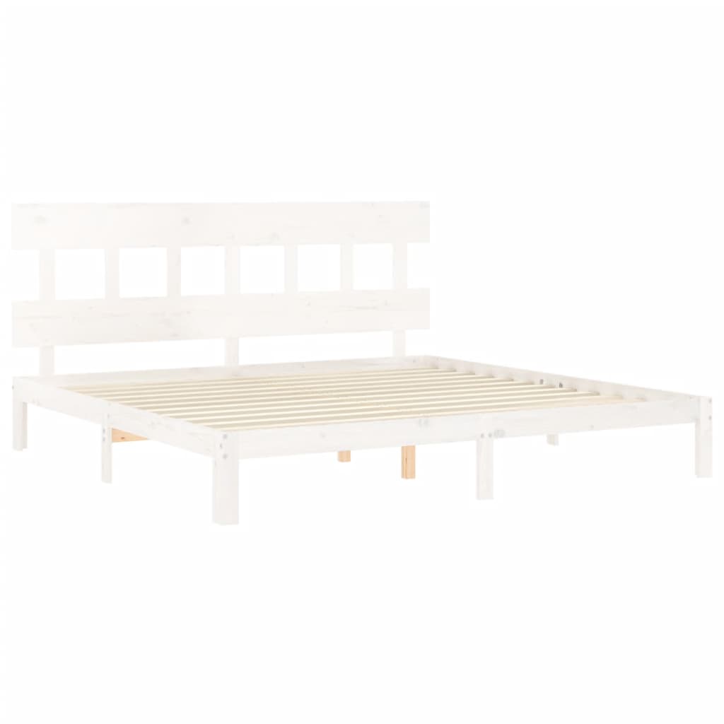 Bed Frame without Mattress White 200x200 cm Solid Wood Pine