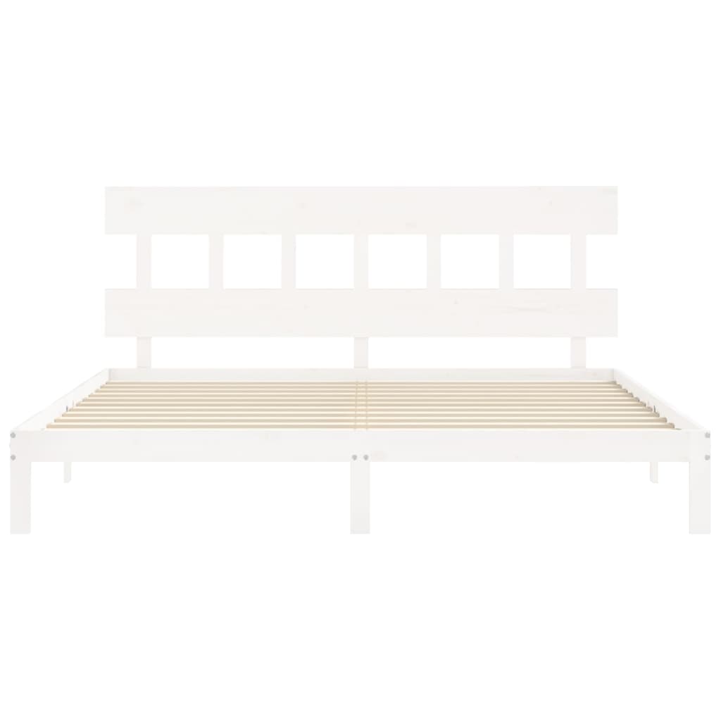 Bed Frame without Mattress White 200x200 cm Solid Wood Pine
