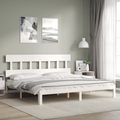 Bed Frame without Mattress White 200x200 cm Solid Wood Pine