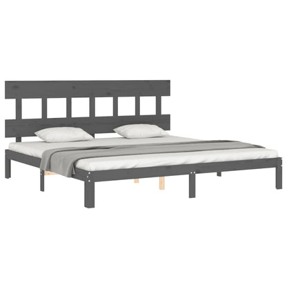 Bed Frame without Mattress Grey 200x200 cm Solid Wood Pine
