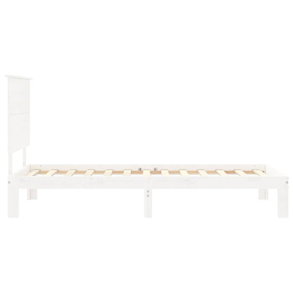Bed Frame without Mattress White Single Solid Wood Pine