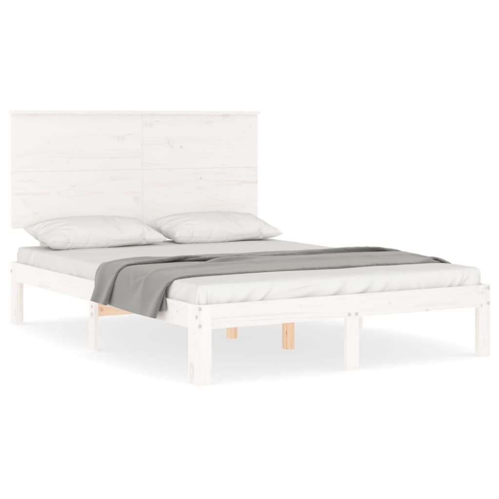 Bed Frame without Mattress White 140x200 cm Solid Wood Pine