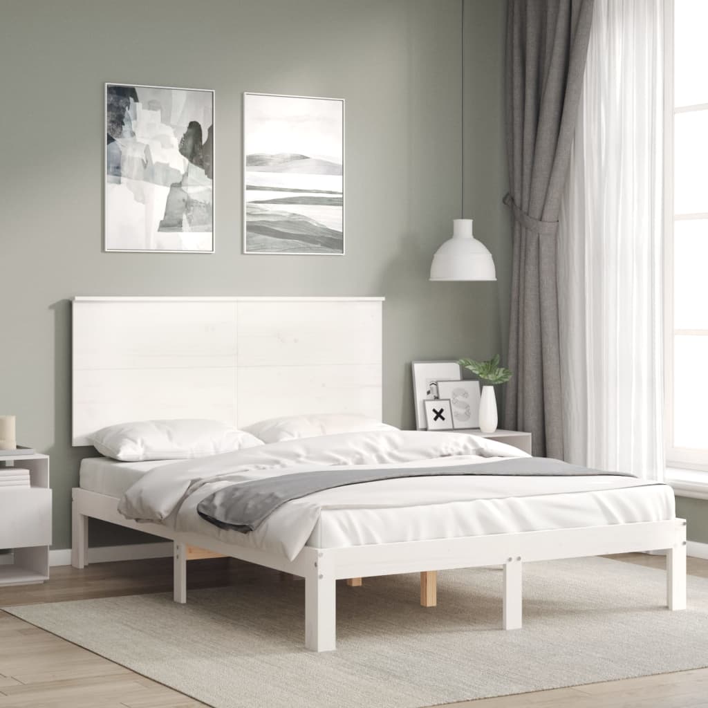 Bed Frame without Mattress White 140x200 cm Solid Wood Pine