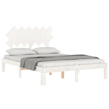 Bed Frame without Mattress White Small Double Solid Wood Pine