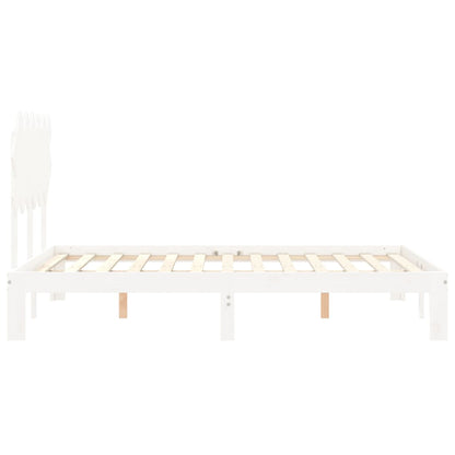 Bed Frame without Mattress White Small Double Solid Wood Pine