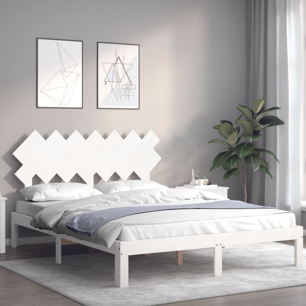 Bed Frame without Mattress White 140x190 cm Solid Wood Pine