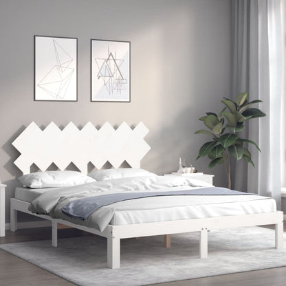 Bed Frame without Mattress White 140x190 cm Solid Wood Pine