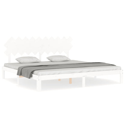 Bed Frame without Mattress White 200x200 cm Solid Wood Pine