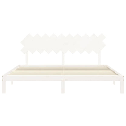 Bed Frame without Mattress White 200x200 cm Solid Wood Pine