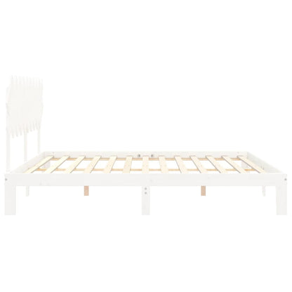 Bed Frame without Mattress White 200x200 cm Solid Wood Pine